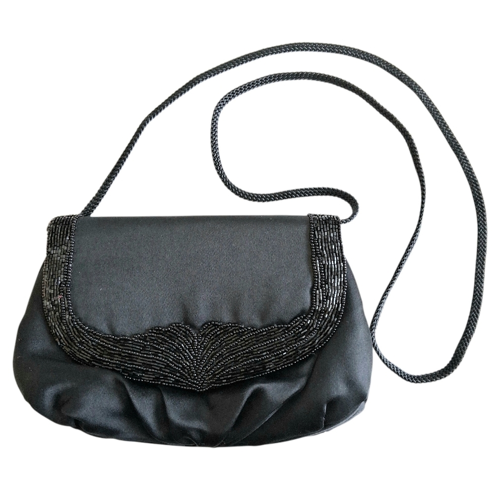 VTG La Regale Beaded Evening Bag Purse Clutch Black Vintage
